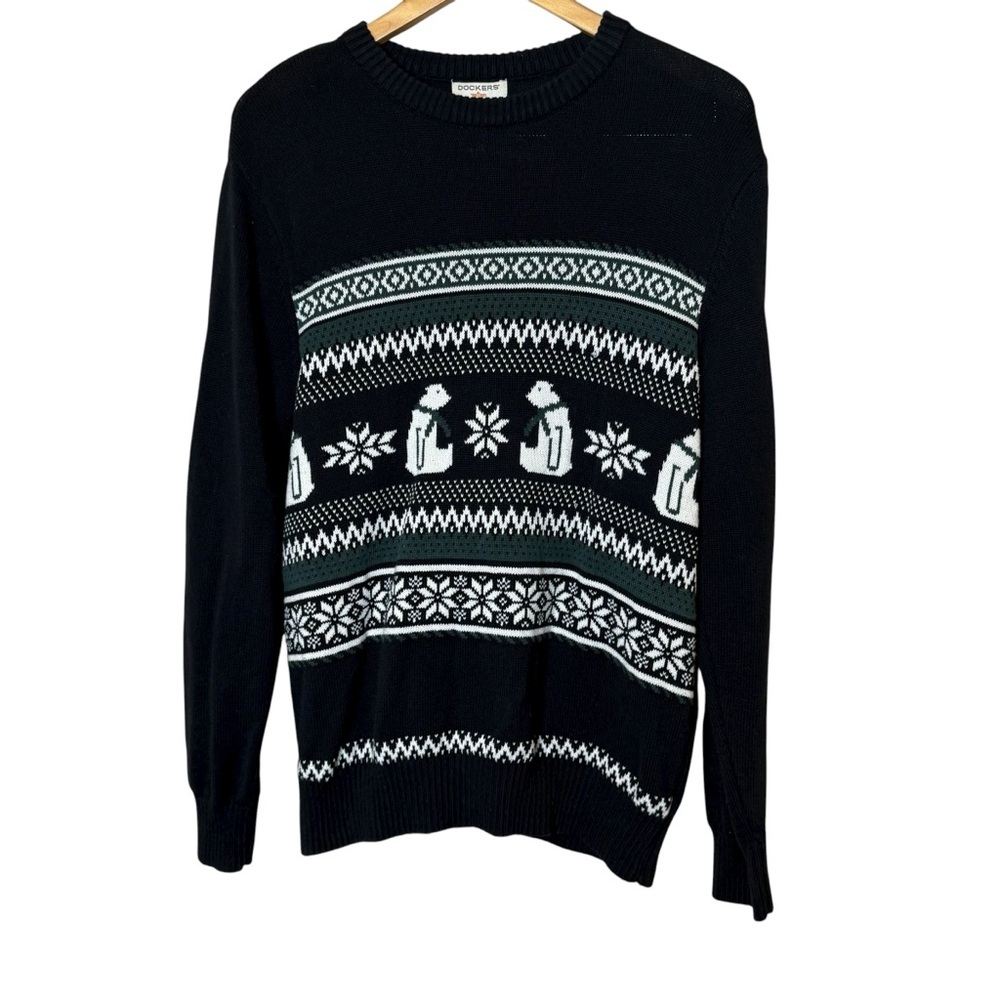 Dockers Knit Pullover‎ Sweater Mens L Winter Polar Bear Christmas Grandpa Cotton